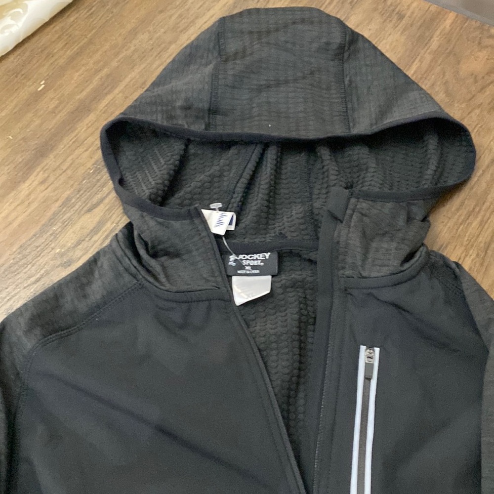Jockey Sport XL Dot Fleece Mix Media Hoodie Black